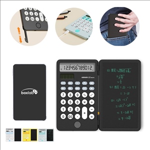 2-in-1 Portable Solar 12-Digit Calculator with Erasable Notepad